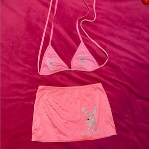 Playboy bunny bikini top w matching skirt 💕